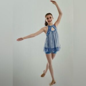 A WISH COME TRUE Size Intermediate Periwinkle Blue Sequinned Dance Dress